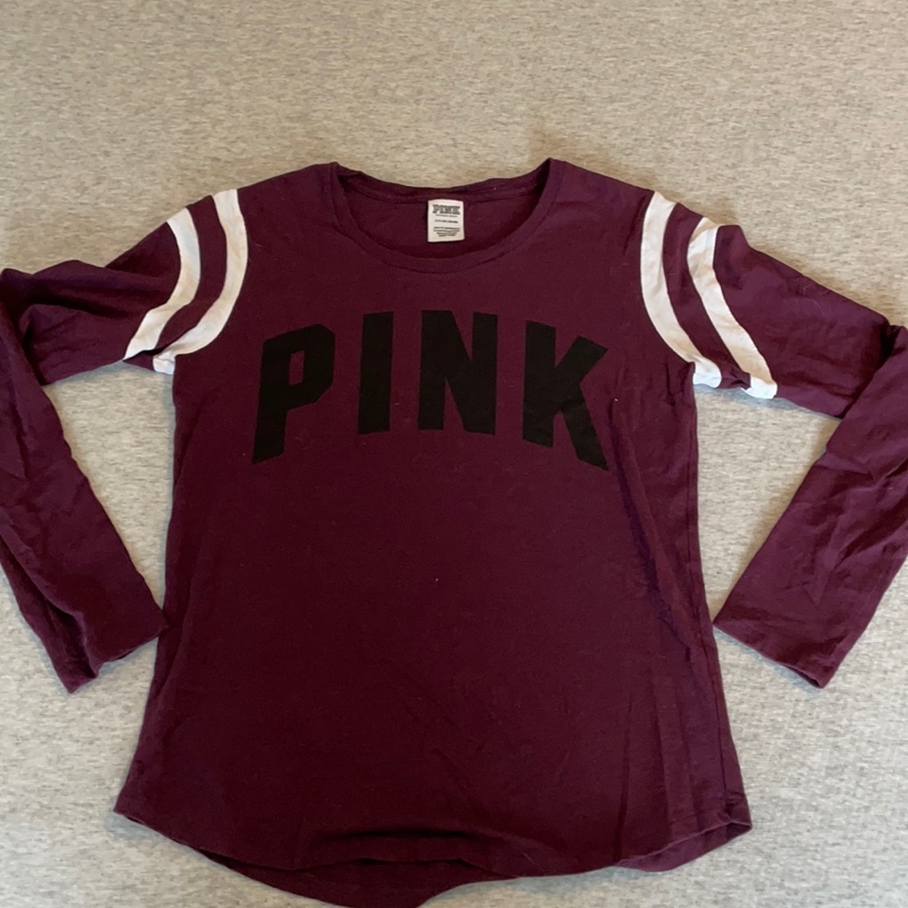 PINK long sleeve baseball tee
